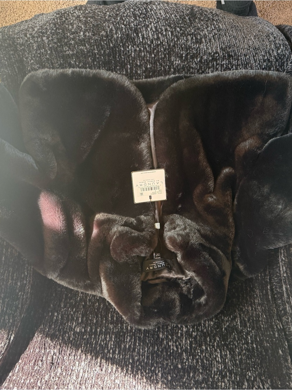 Laundry by Shelli Segal Black Plush Faux Fur Coat